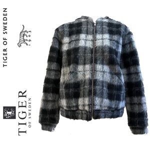 TIGER OF SWEDEN mohair blend checkered bomber